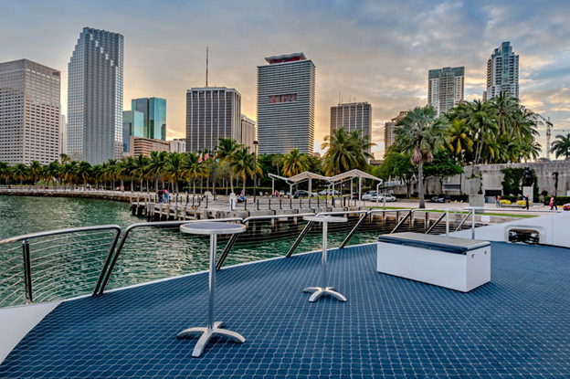 scenic view from the upper deck on the biscayne lady yacht